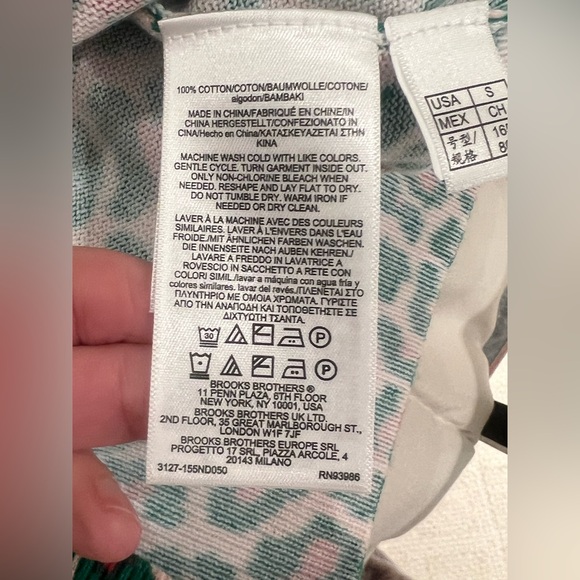 NWT Brooks Brothers Green and Pink Leopard Print Cardigan | Size S - Picture 10 of 12